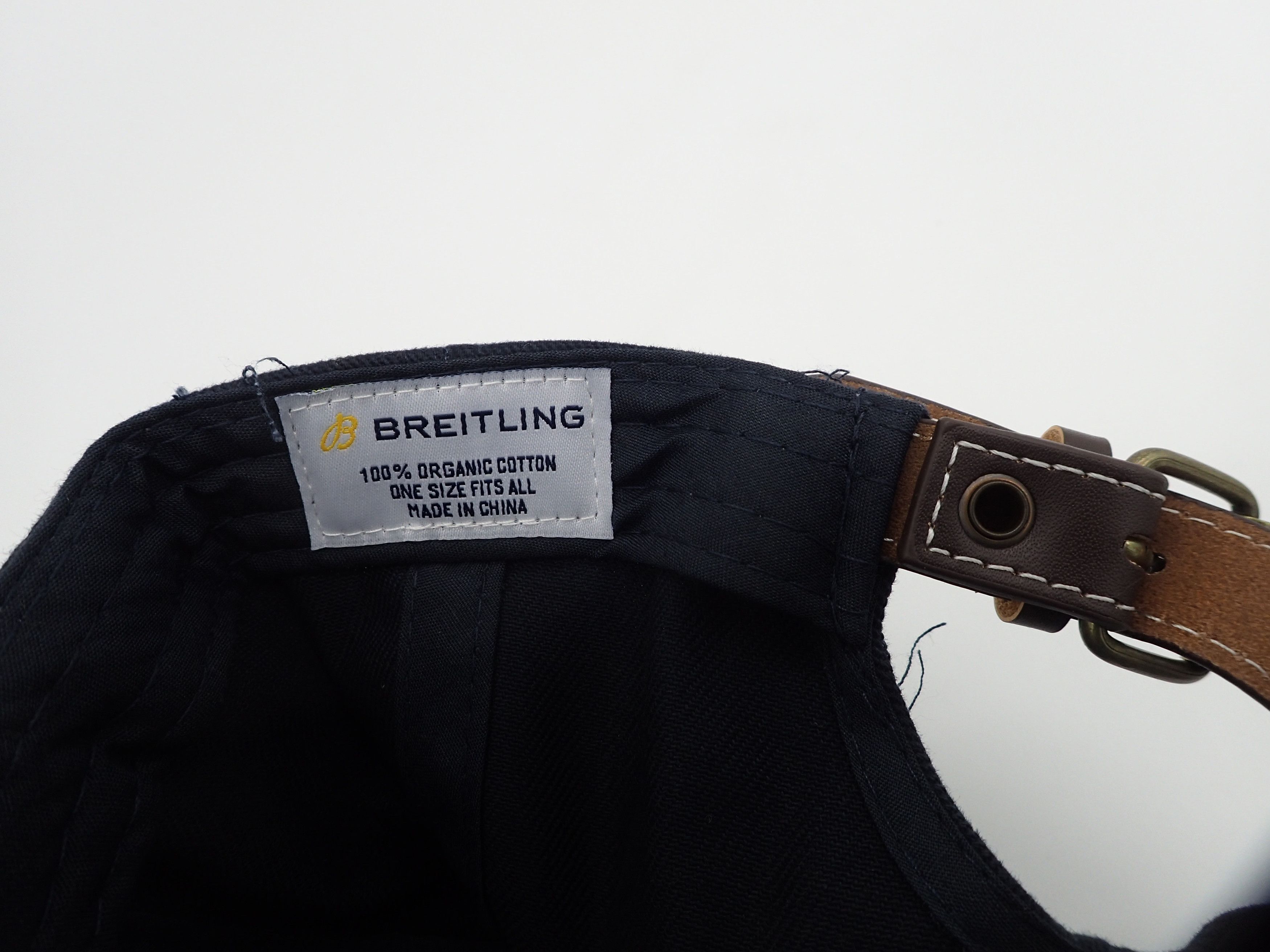 Breitling Breitling 1884 Blue Hat Cap Yellow Logo Leather Strapback Size ONE SIZE - 3 Thumbnail