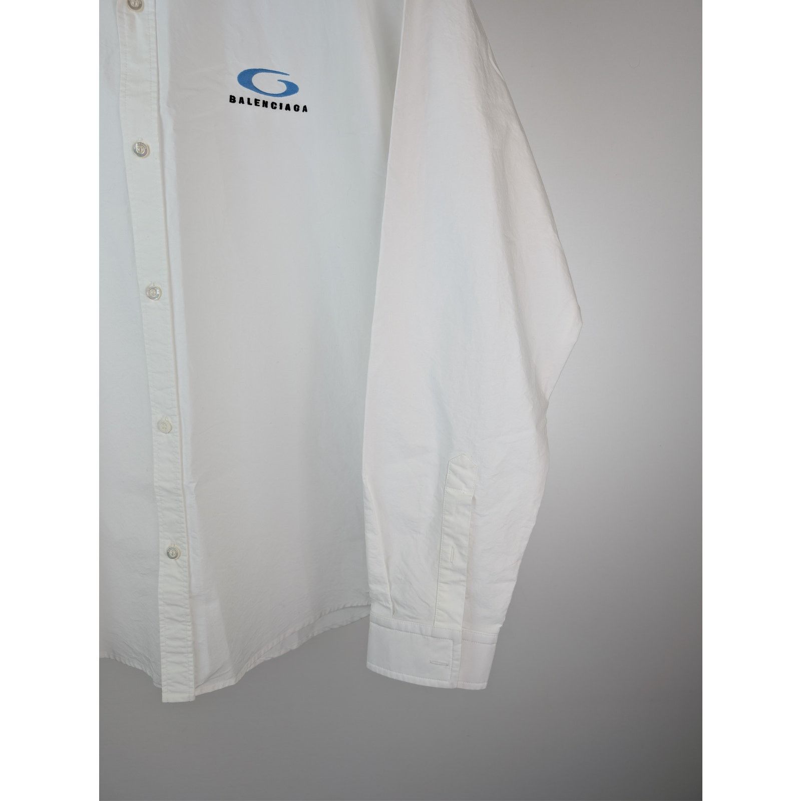 Balenciaga o1rshd1 Long-Sleeve Large Fit Cotton Poplin Shirt in White Size US XXL / EU 58 / 5 - 5 Thumbnail