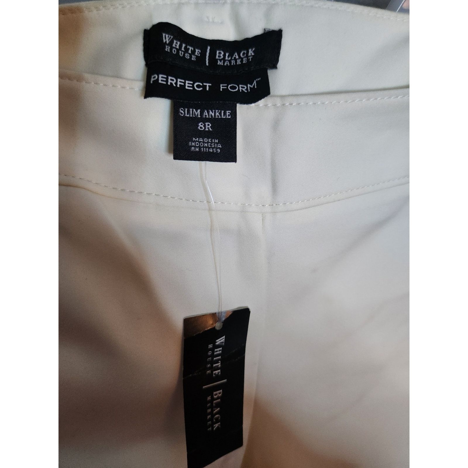 White House Black Market WHBM Perfect Form Slim Ankle Pants Sz 8R White $78 Size 30" / US 8 / IT 44 - 8 Thumbnail