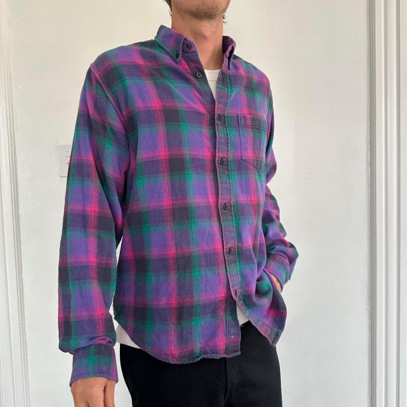 Supreme SS18 Supreme Pink Plaid Flannel Longsleeve Button Up Shirt Size US M / EU 48-50 / 2 - 7 Thumbnail