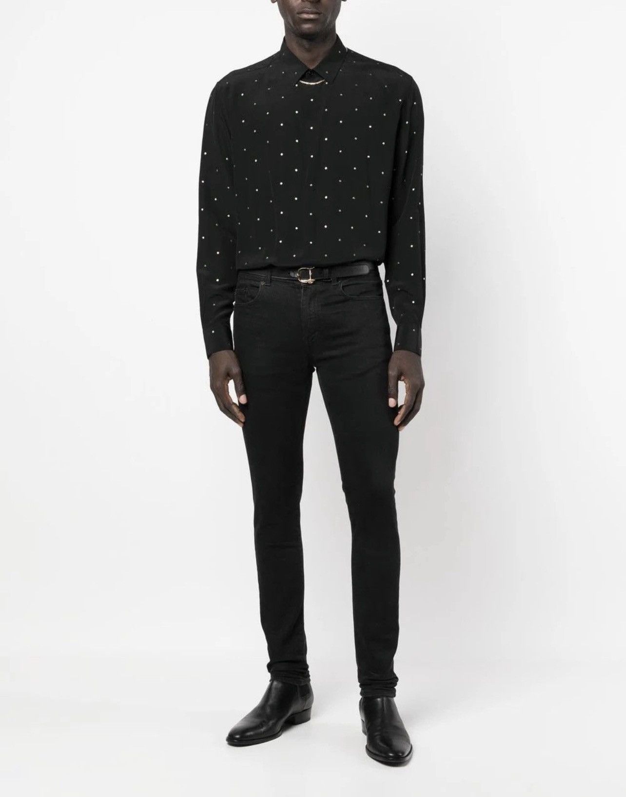 Saint Laurent Paris Polka Dot Embroidery Silk Shirt Size US M / EU 48-50 / 2 - 2 Thumbnail