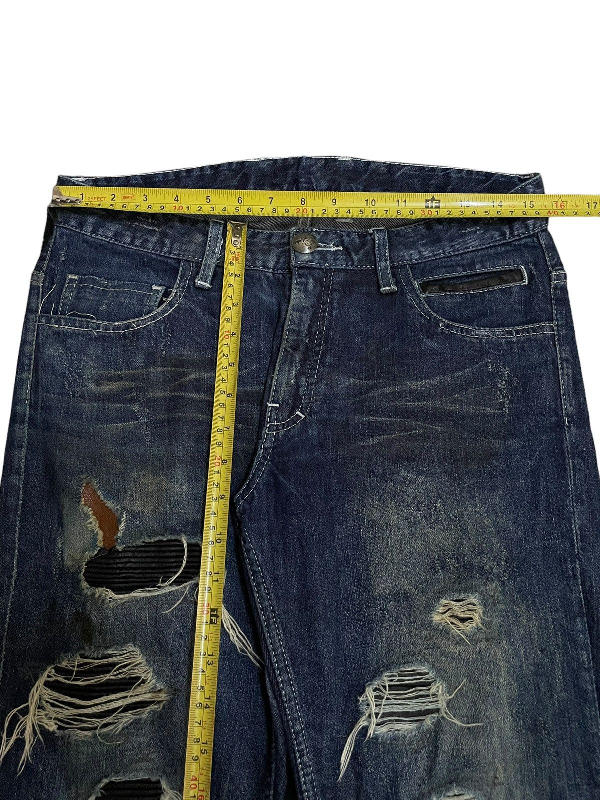 14th Addiction 14Th Addiction Sheepskin Hybrid Denim Destroy Jeans Size US 31 - 22 Thumbnail