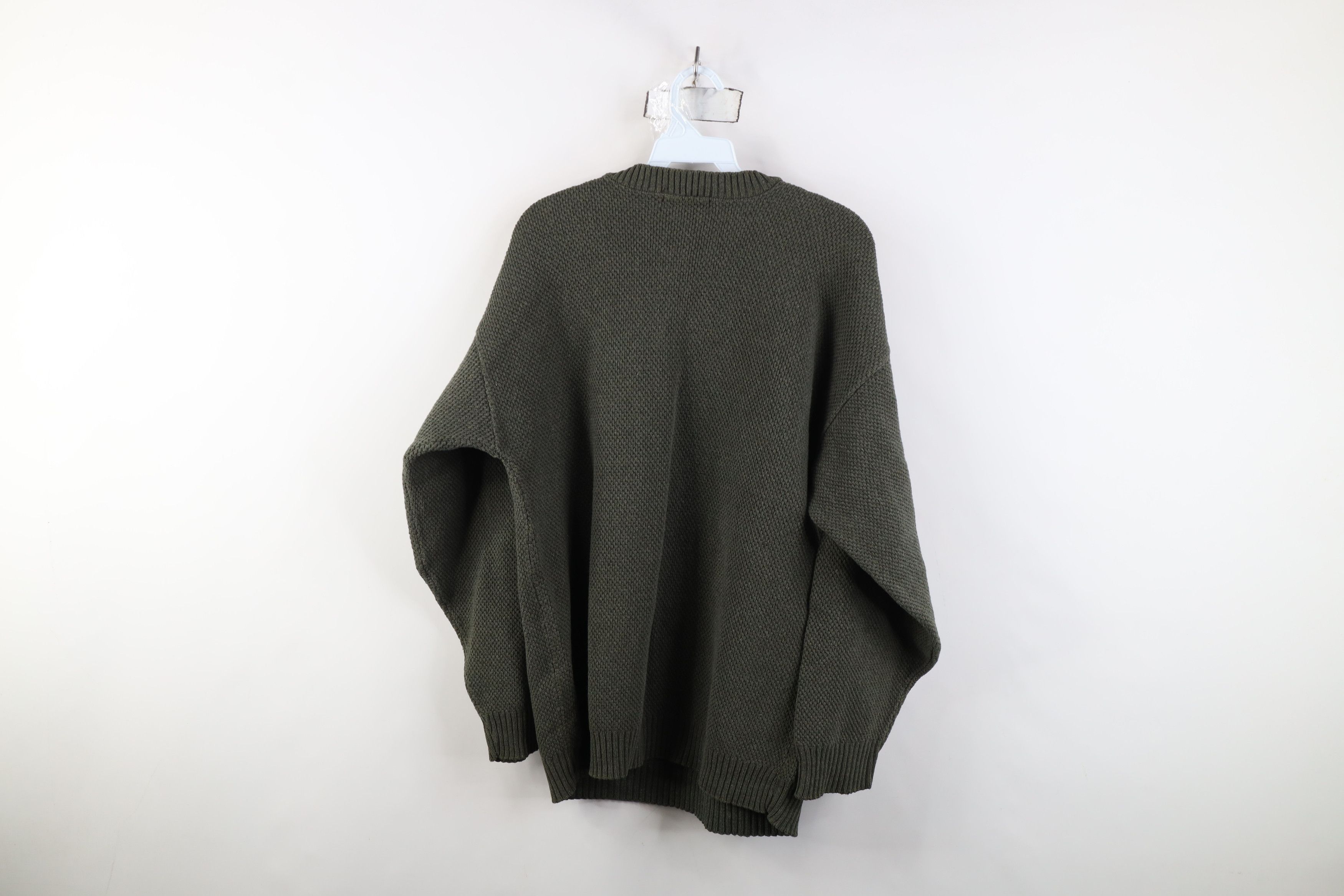 Vintage Vintage 90s Streetwear Weave Knit Henley Sweater Green USA Size US XL / EU 56 / 4 - 9 Thumbnail