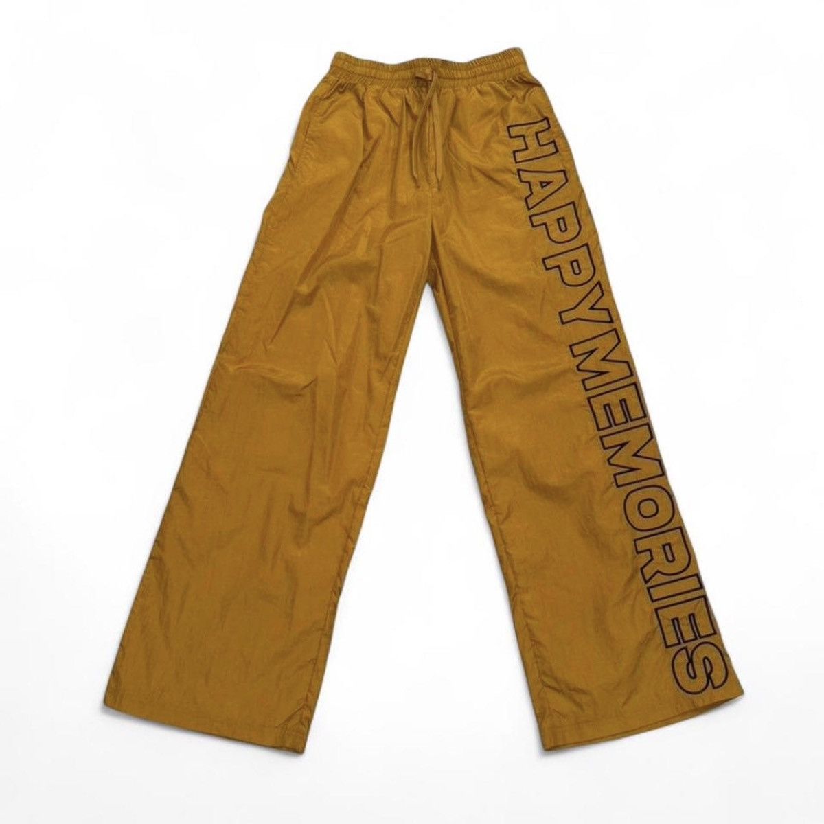 HMDD HMDD “Happy Memories” Logo Nylon Pants – Mustard (XS) Size US 30 / EU 46 - 1 Thumbnail