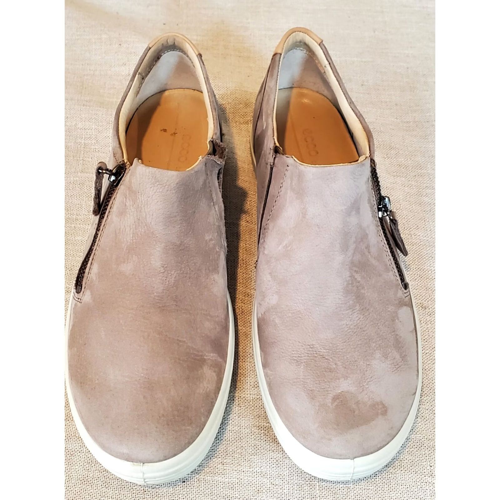 Ecco ECCO Soft 7 Slip On With Zipper Sneaker Warm Grey Leather Women's US 10-10.5 Athletic/Casual Shoes Size US 8 / IT 38 - 3 Thumbnail