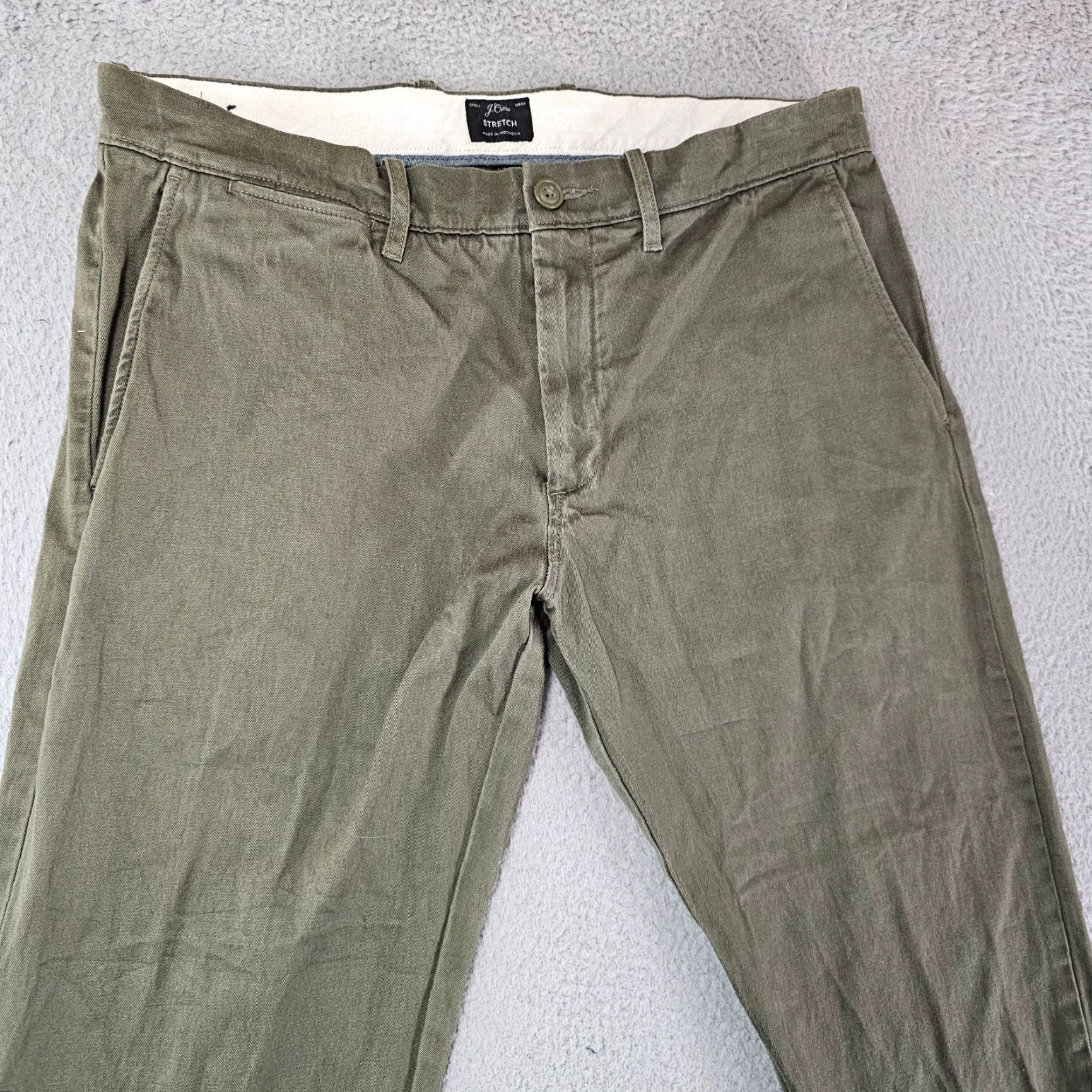 J.Crew J.CREW 484 Slim Straight Stretch Chino Pants Mens 32x32 Green Cotton Blend Front Flat Closure Button Zip Casual Preppy 32 Regular Men’s Green Pants Size US 32 / EU 48 - 2 Thumbnail