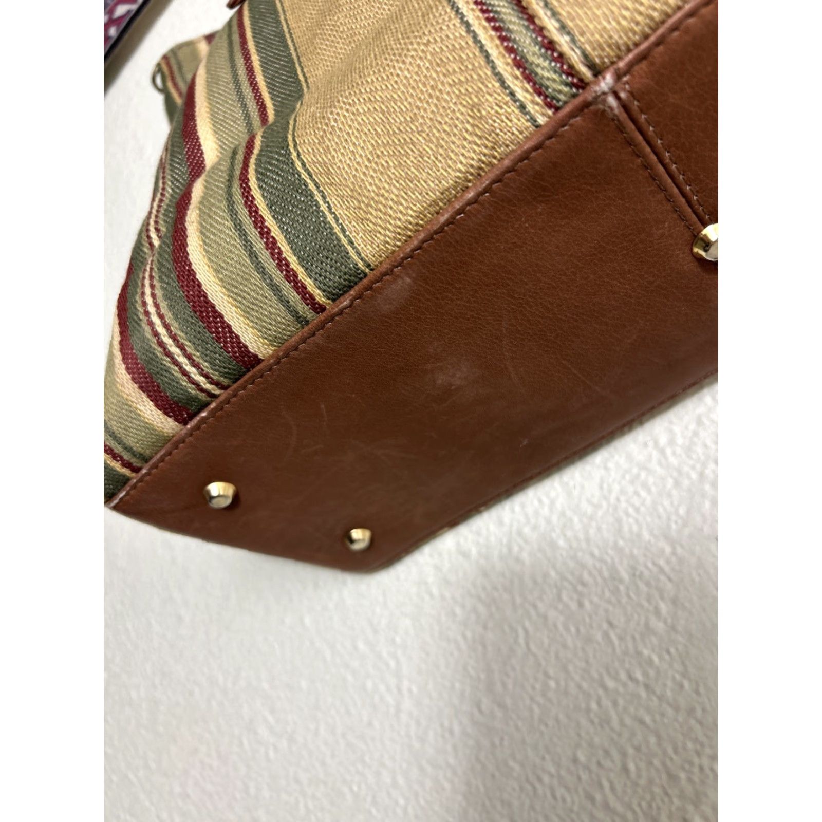 J. Jill J. Jill Tote Bag Multicolor Striped Canvas Leather 16x13x5 Womens Vacation Size ONE SIZE - 7 Thumbnail