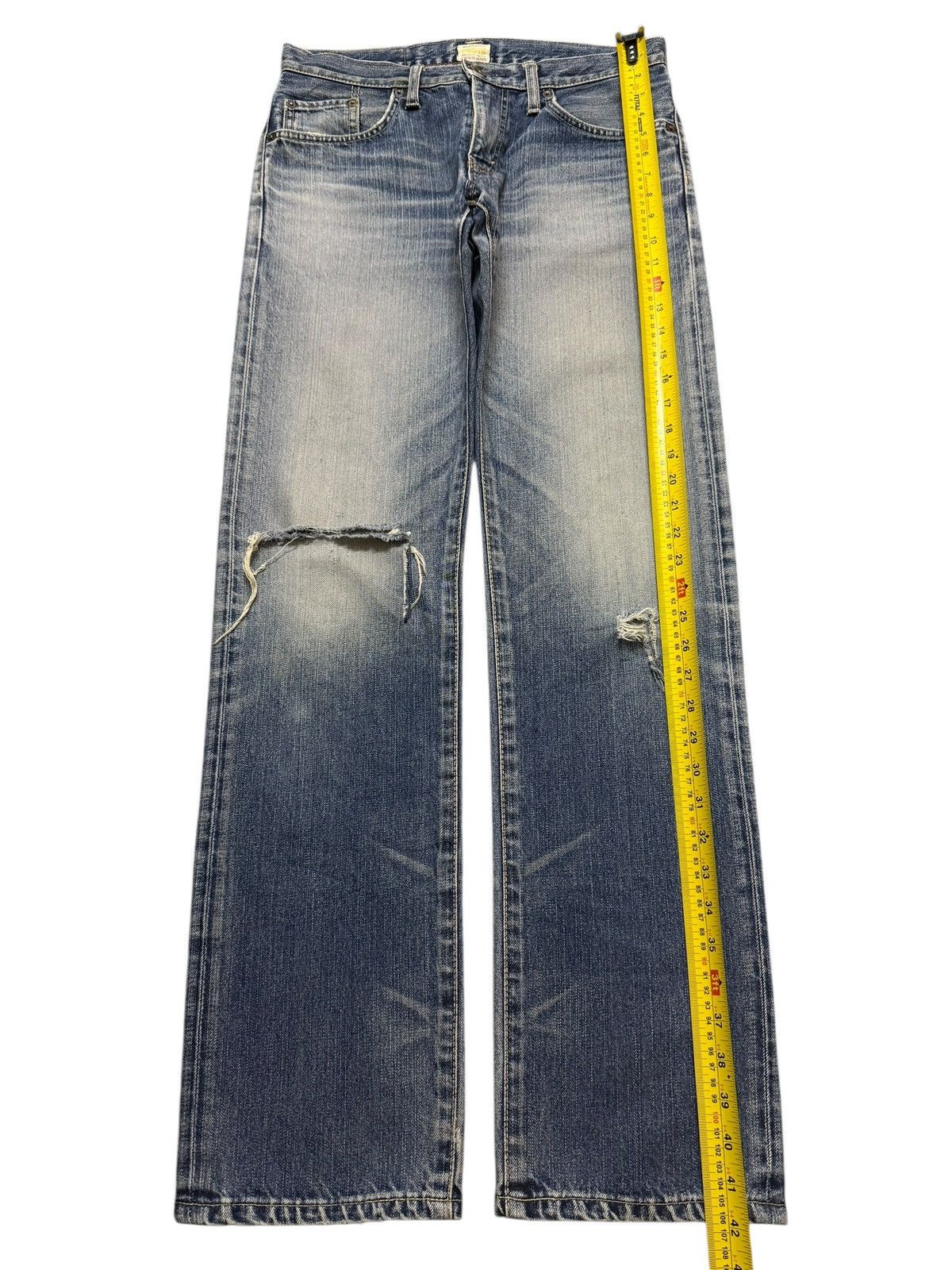 Edwin Vintage 90s Japan Edwin XV Blue Faded Wash Distress Straight Size US 31 - 10 Thumbnail