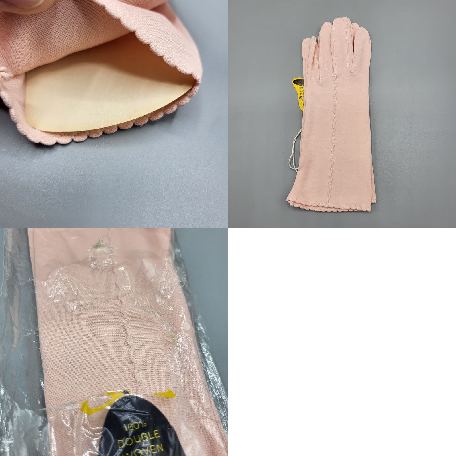 Doublet VINTAGE Kaydoe Gloves Womens One Size Double Woven Nylon Stretch Scalloped Pink 1960s Rockabilly Formal Womens Size ONE SIZE - 8 Thumbnail