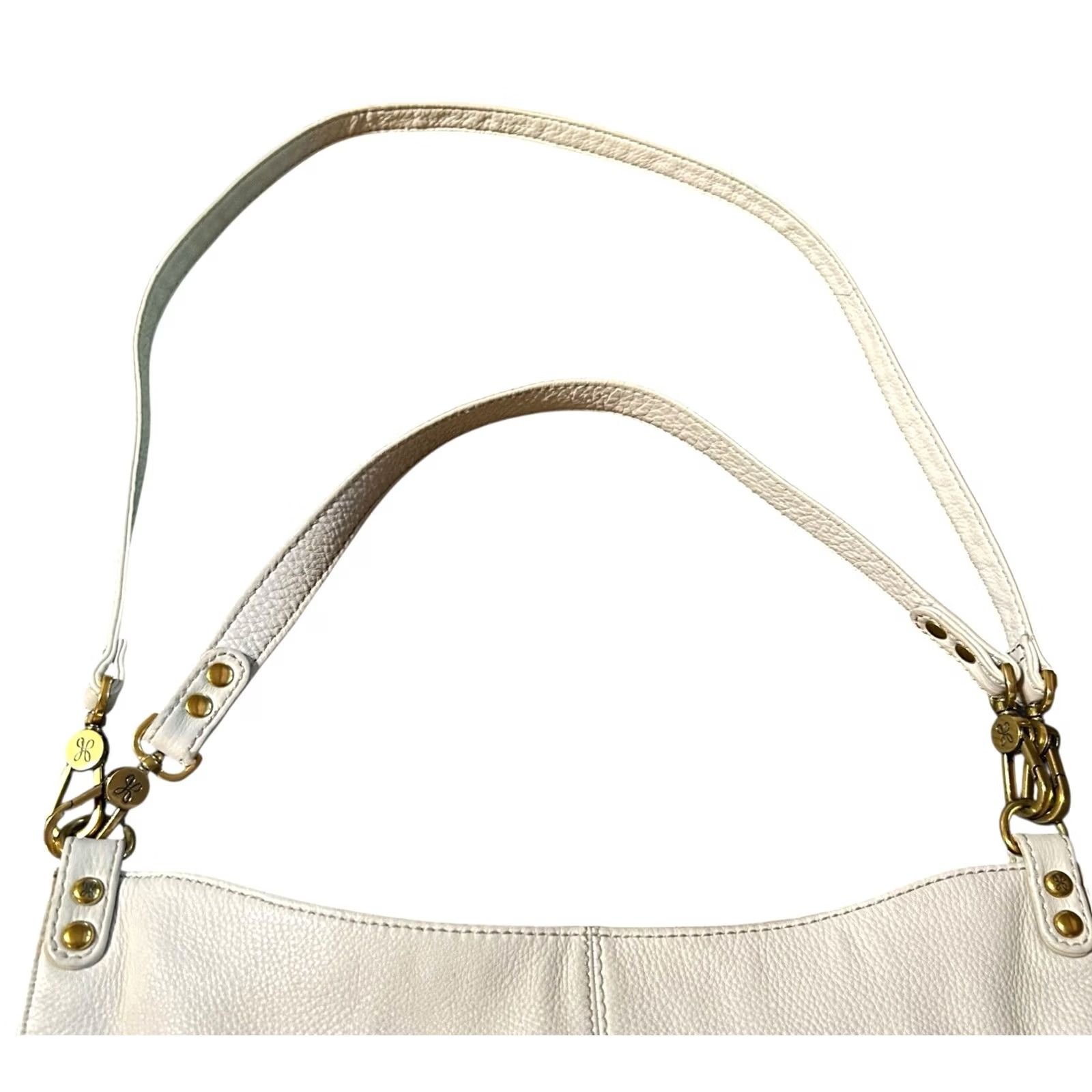 Vintage Hobo Women White Pebbled Leather Purse Shoulder HandBag Double Handles Size ONE SIZE - 5 Thumbnail
