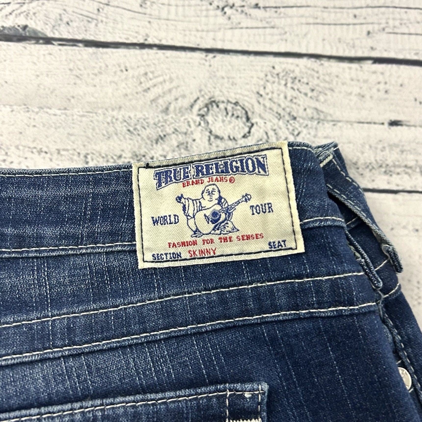 True Religion VINTAGE True Religion Jeans Denim Blue 5-Pocket Distressed Skinny 34x32 Mens Size US 34 / EU 50 - 2 Thumbnail
