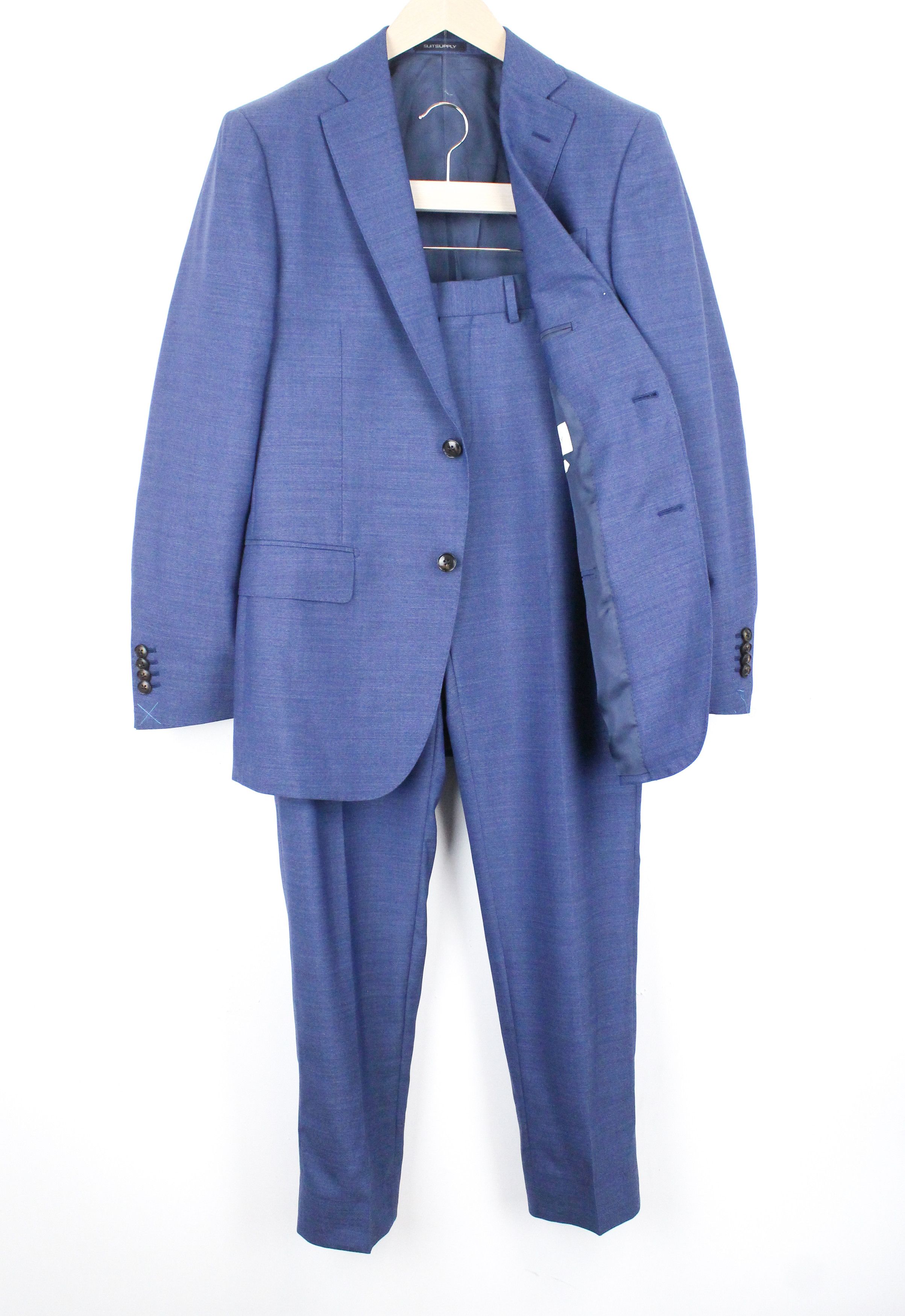 image of Suitsupply Napoli Uk36R Wool Lined Pleated Blue Suit 67479, Men's