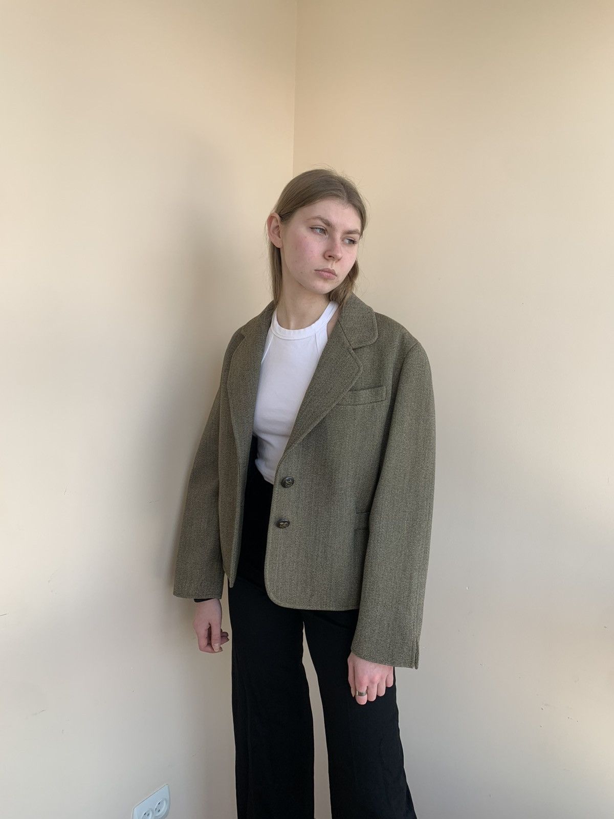 Hermes Sellier Paris Equestrian Riding Wool Tweed Blazer Jacket 80s Size L / US 10 / IT 46 - 3 Thumbnail