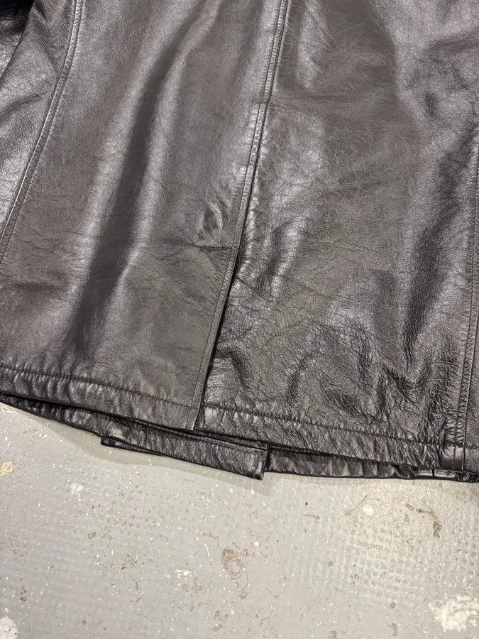 Armani × Designer × Vintage 2000s Armani Brown Buttoned Leather Jacket Size US S / EU 44-46 / 1 - 8 Thumbnail