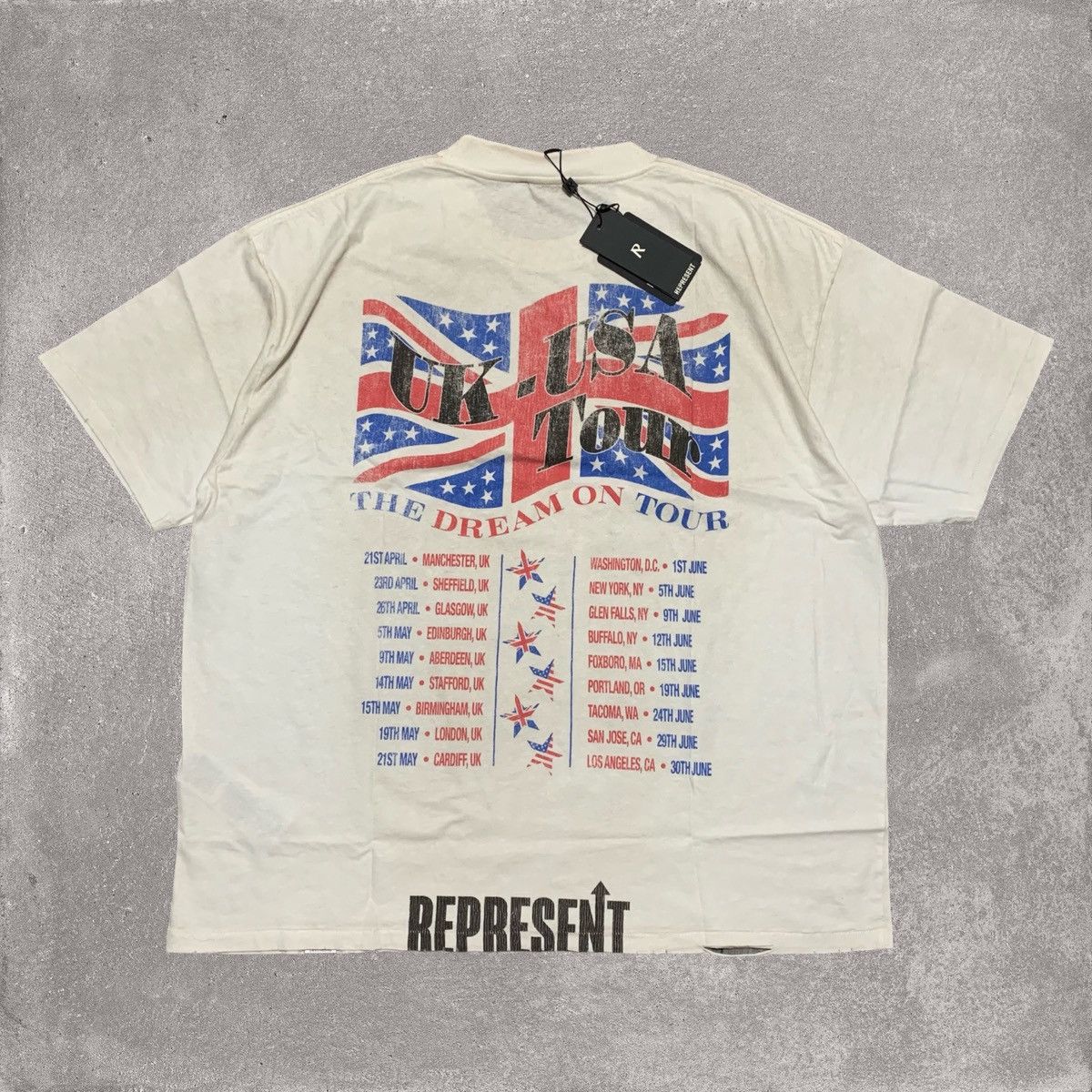 Represent Clo. Represent XXL Dream On Tour Washed Ecru White Tee Size US XXL / EU 58 / 5 - 2 Thumbnail