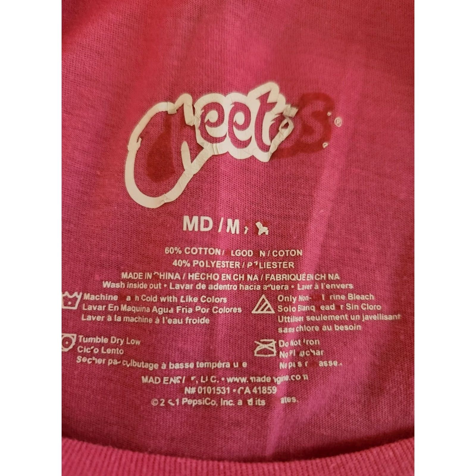 Pinko Cheetos Shirt Women's M Pink Cropped Graphic Tee Short Sleeve Crew Neck T-Shirt Casual Sleeves Cotton Blend Knit Size M / US 6-8 / IT 42-44 - 2 Thumbnail