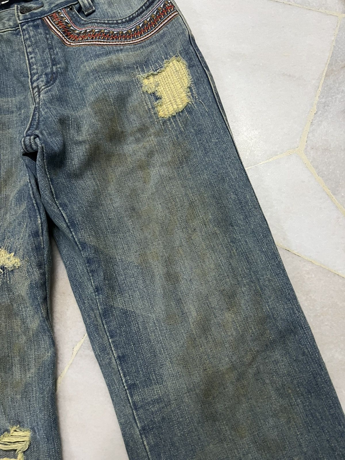 Japanese Brand × Jean × Vintage Japanese brand exhibitionist Distress Dirty Jean Size US 32 / EU 48 - 7 Thumbnail
