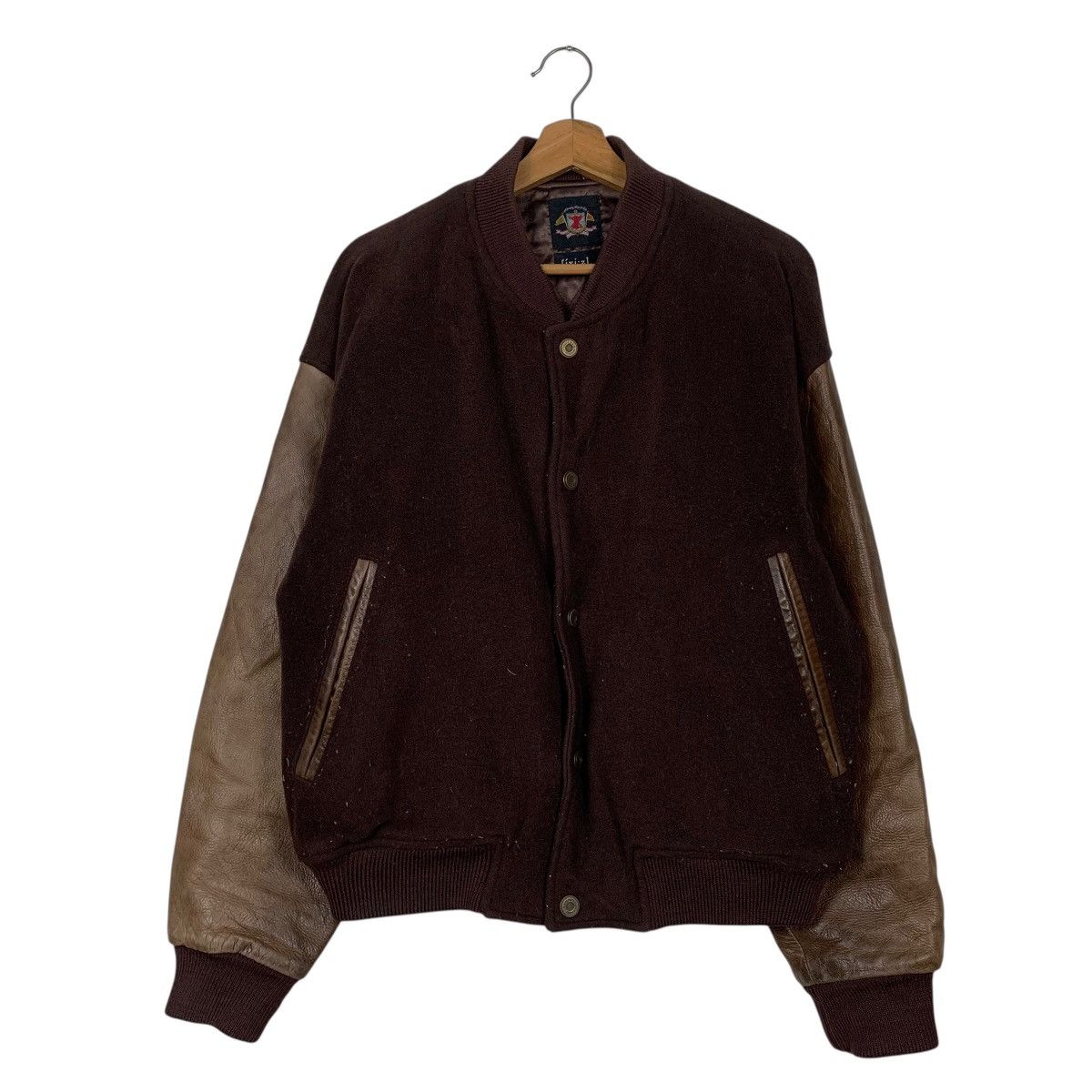 Japanese Brand Japanese Brand Ixi:z Global Basic Varsity Leather Jacket Size US M / EU 48-50 / 2 - 2 Thumbnail