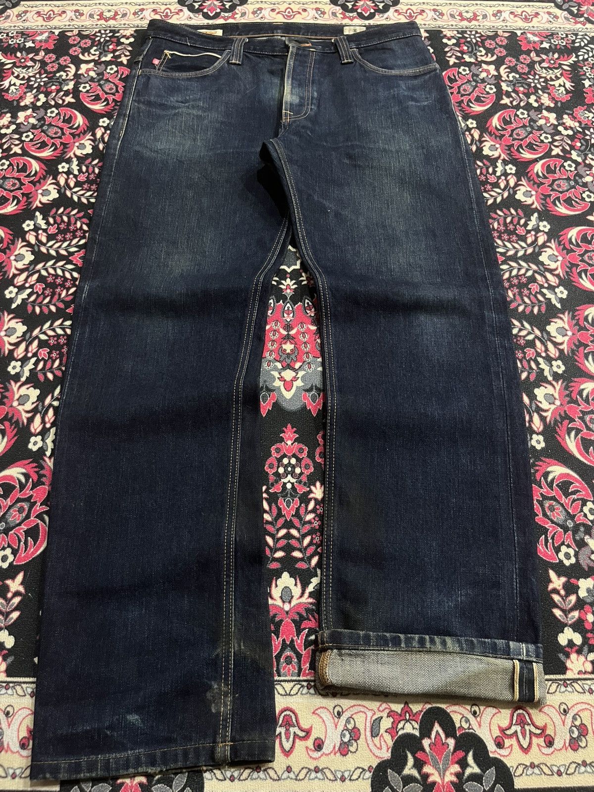 Sugar Cane ⚡️Selvedge⚡️Big John X Takeo Kikuchi Navy Blue Washed Raw Jean Size US 34 / EU 50 - 1 Thumbnail