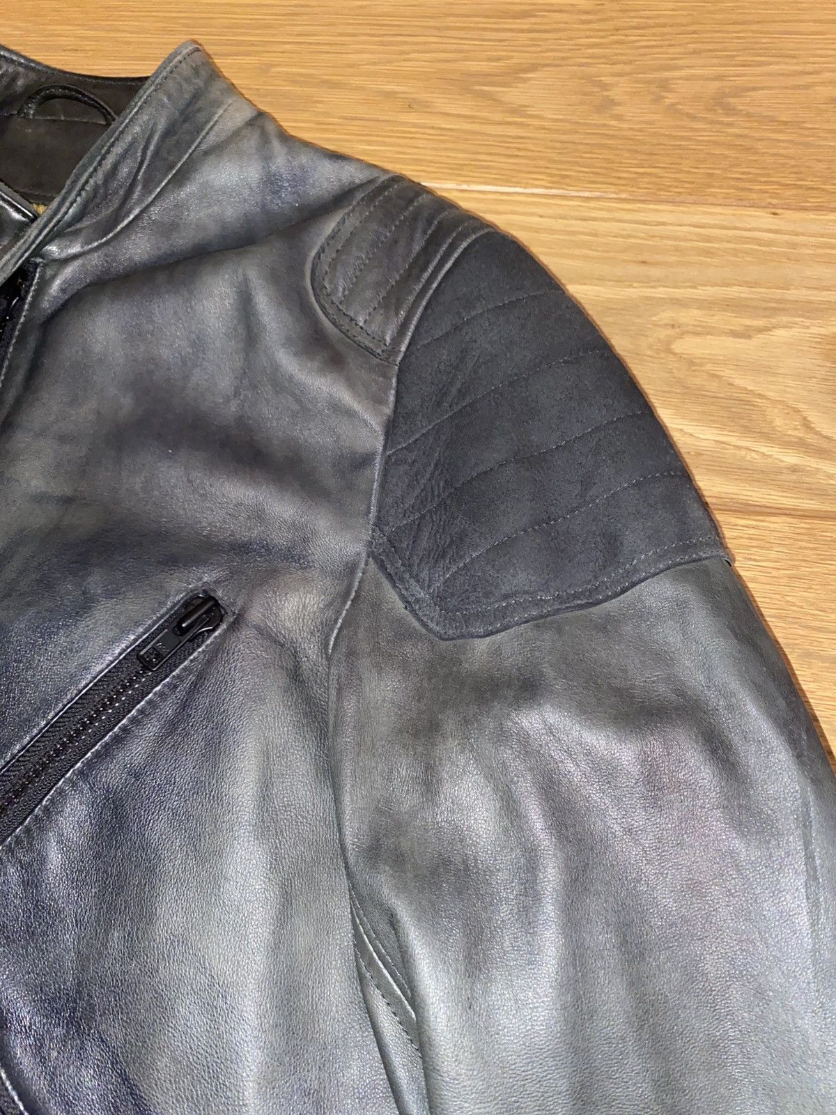 Acne Studios Acne Studios Oliver Leather Biker Jacket Grey/Black Size US M / EU 48-50 / 2 - 3 Thumbnail