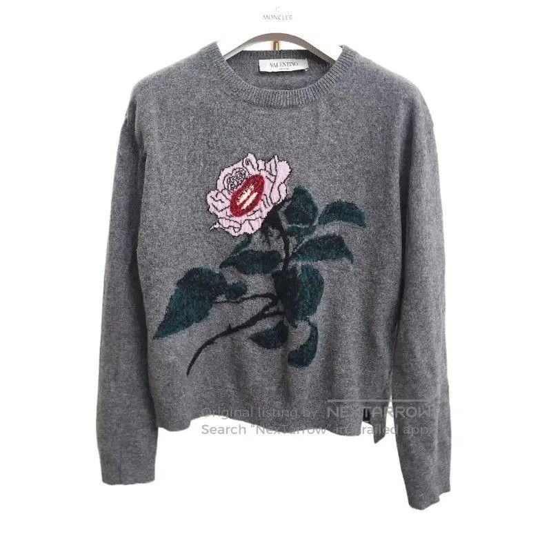 Valentino Valentino Grey Floral Print Wool Sweater . Size S / US 4 / IT 40 - 1 Thumbnail