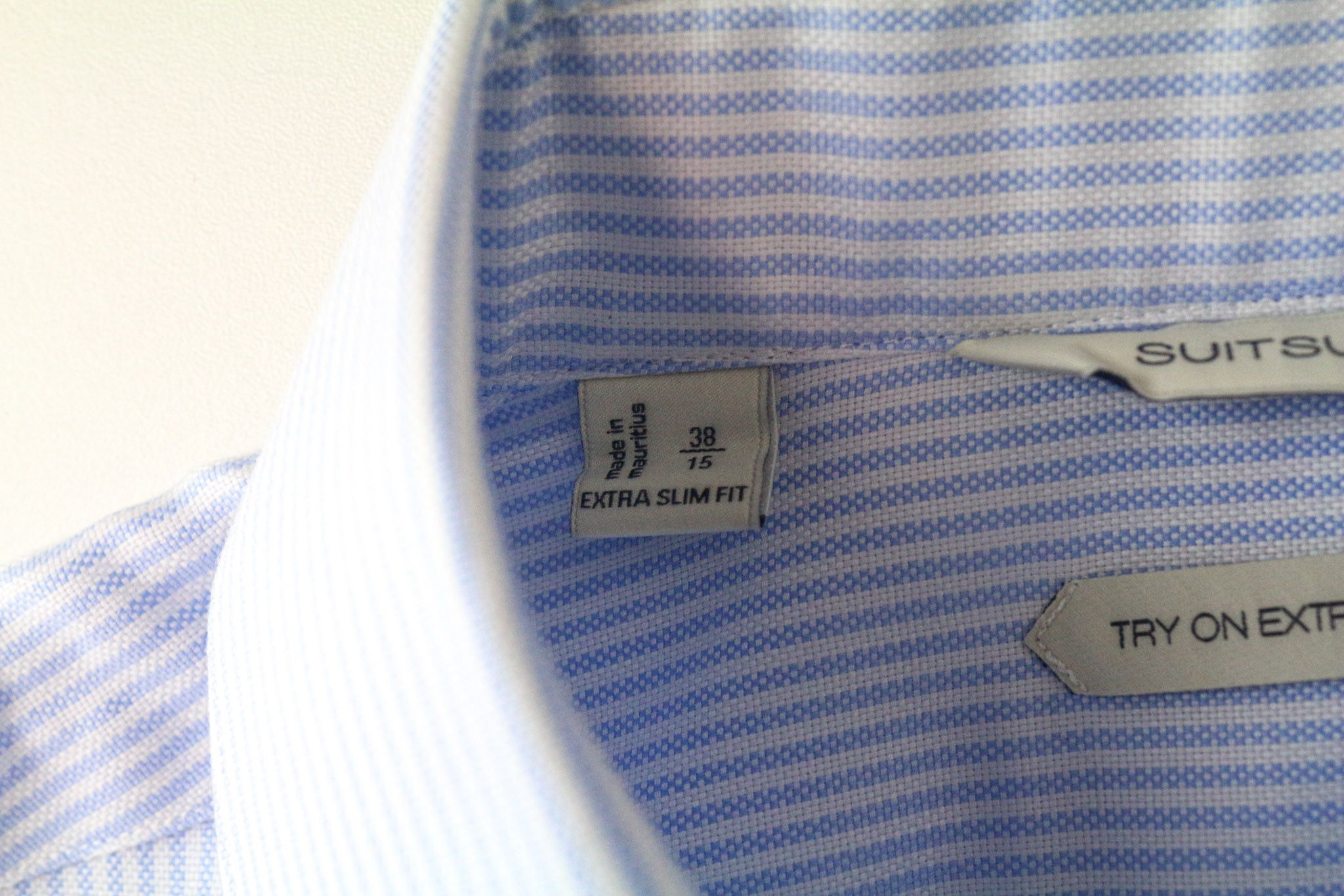 Suitsupply TRY ON XS 38/15 Blue Pinstripe Button Shirt 86600 Size 38R - 5 Thumbnail