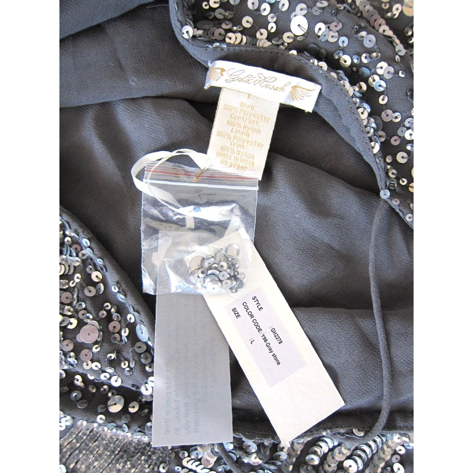 Vintage NWT Gold Hawk Tunic Shift One Shoulder Silver Sequin Dress L Women's Size L / US 10 / IT 46 - 4 Thumbnail