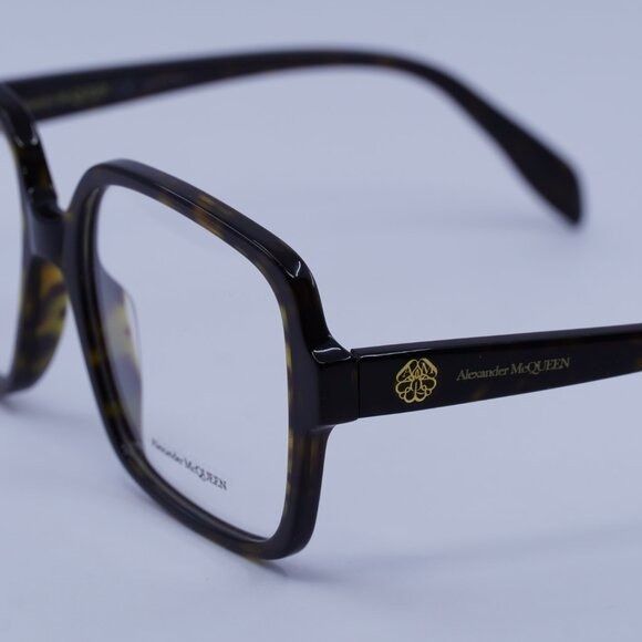 Alexander McQueen Alexander McQueen AM0286O 002 Eyeglasses Havana 55mm Square Size ONE SIZE - 5 Thumbnail