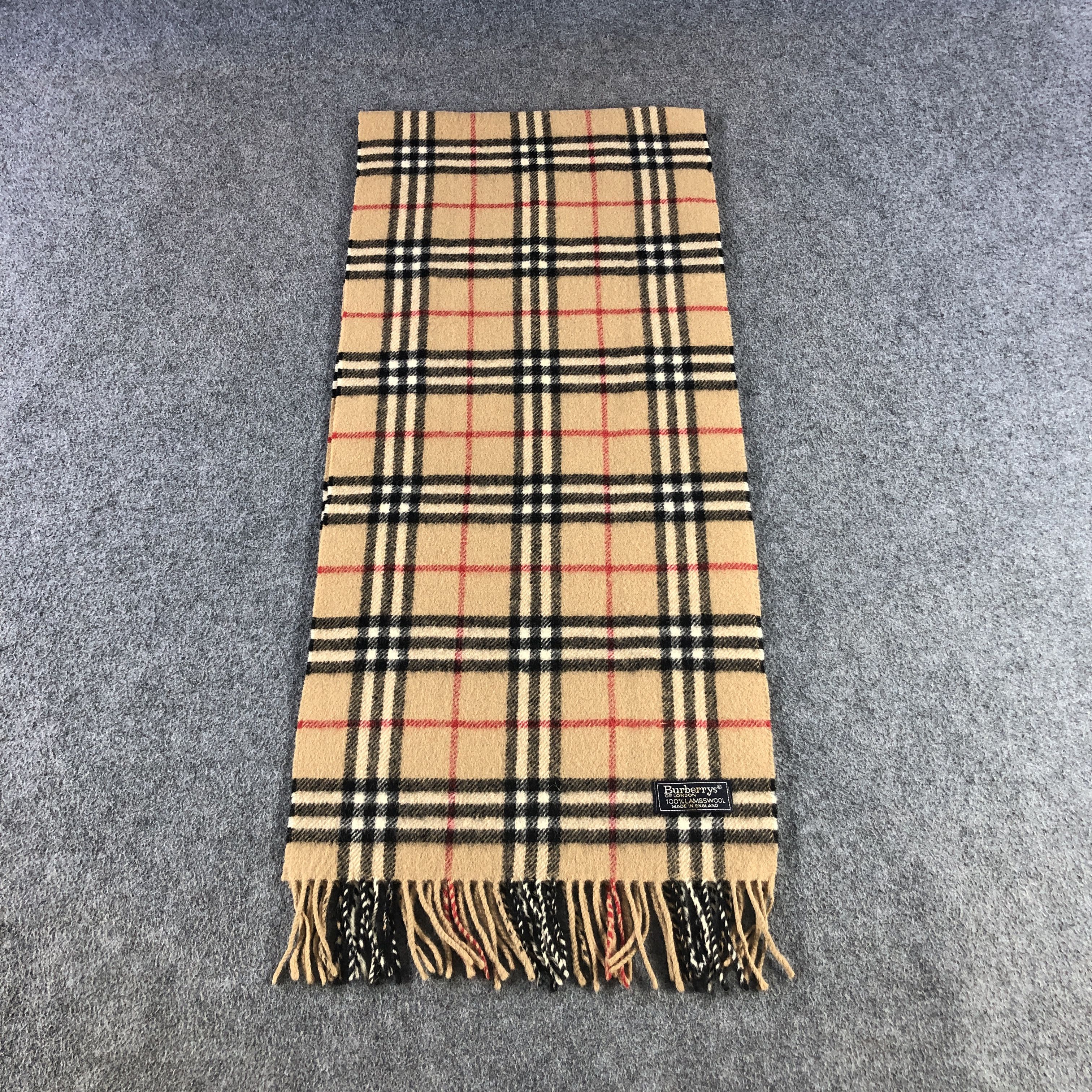Burberry Burberrys Nova Check Tan Wool Scarf Muffler V2820 Size ONE SIZE - 2 Thumbnail