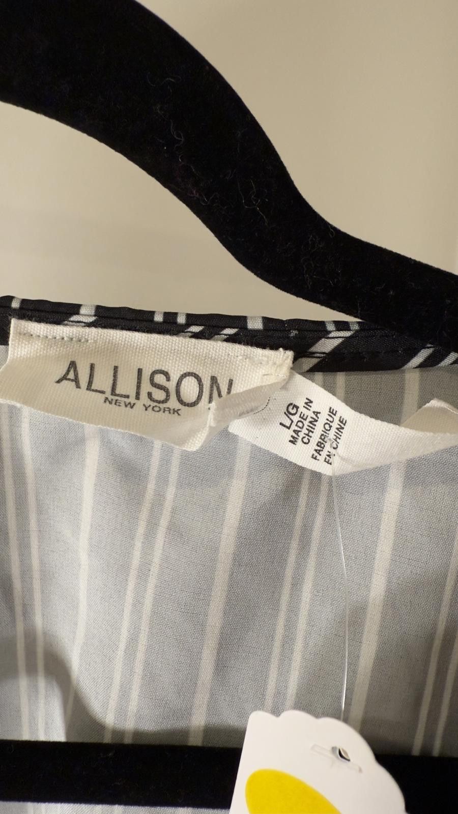 Designer Allison New York Striped Dress with Ruffle Sleeves Size L / US 10 / IT 46 - 3 Thumbnail