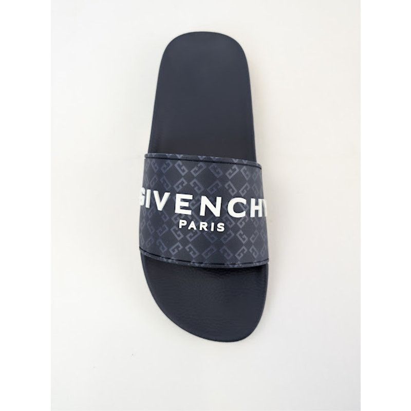 Givenchy o1rshd1 Embossed Rubber Logo Printed Slide Sandals Dark Blue Size US 14 / EU 47 - 16 Thumbnail