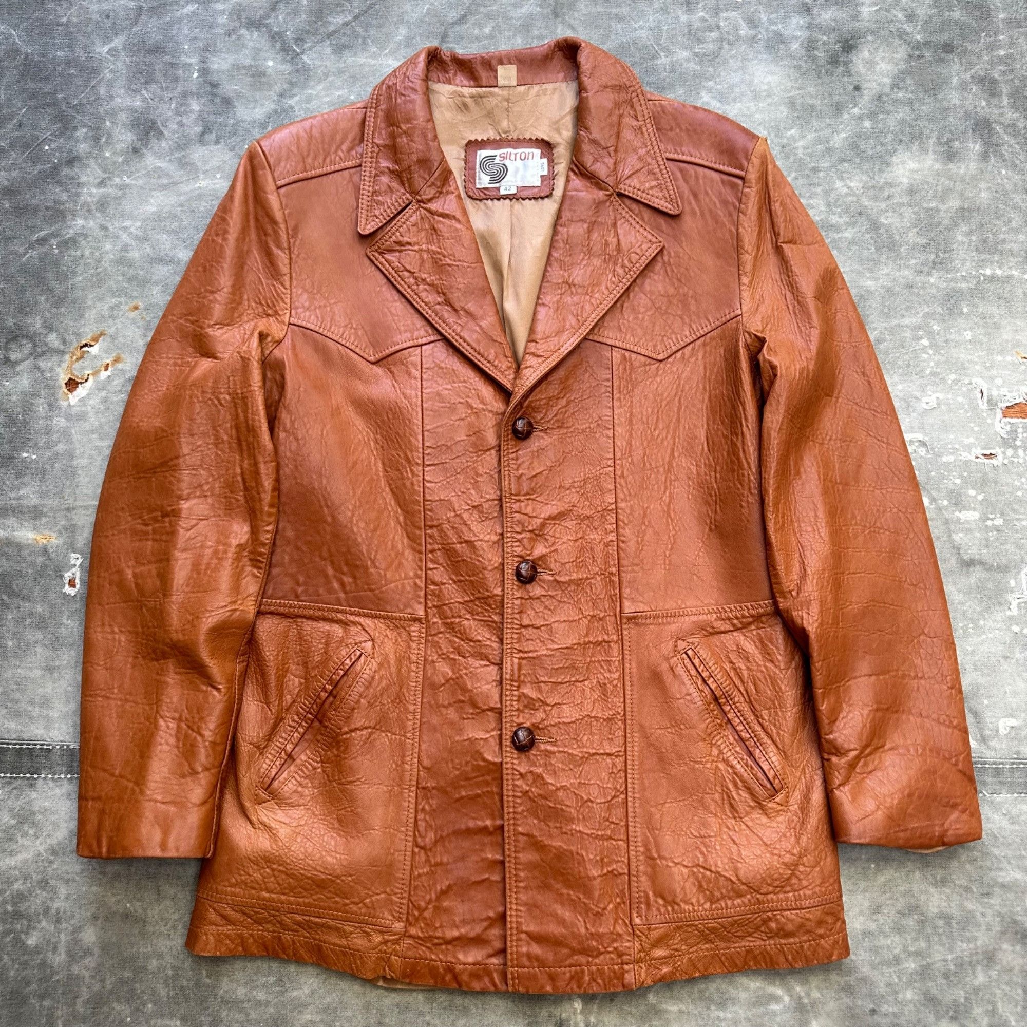 Vintage Vintage 60s/70s Silton Genuine Leather Light Brown Blazer Ja Size US L / EU 52-54 / 3 - 1 Thumbnail