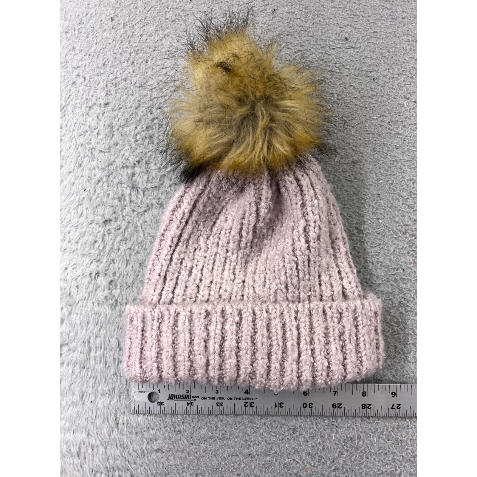 Vintage Aéropostale Beanie Hat Womens One Size Pink Knit Acrylic Faux Fur Pom Size ONE SIZE - 4 Thumbnail