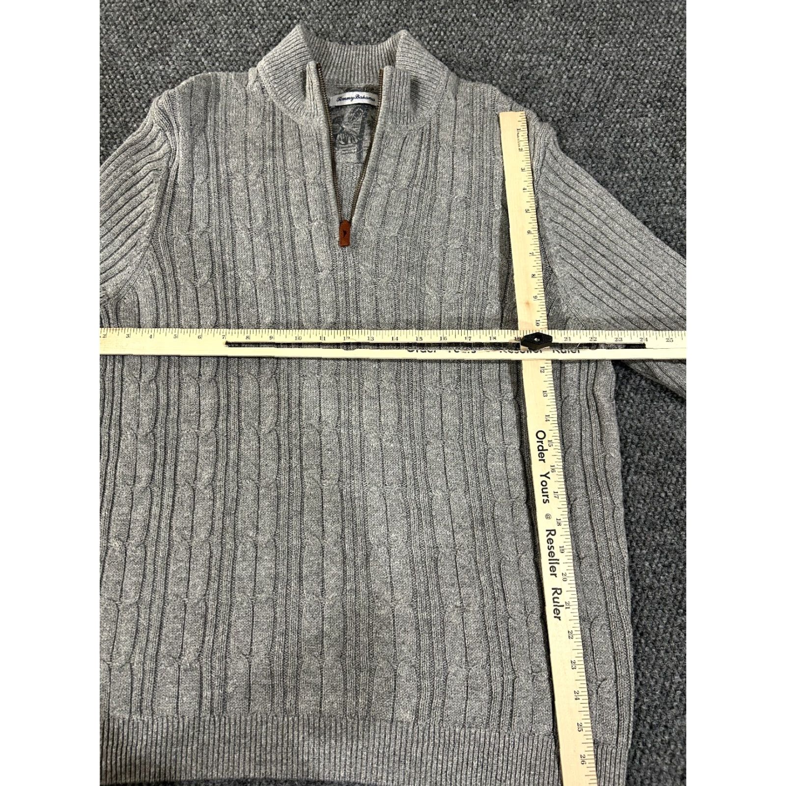 Tommy Bahama Tommy Bahama Sweater Mens L Gray Cable-Knit 1/4 Zip Pullover Size US L / EU 52-54 / 3 - 3 Thumbnail