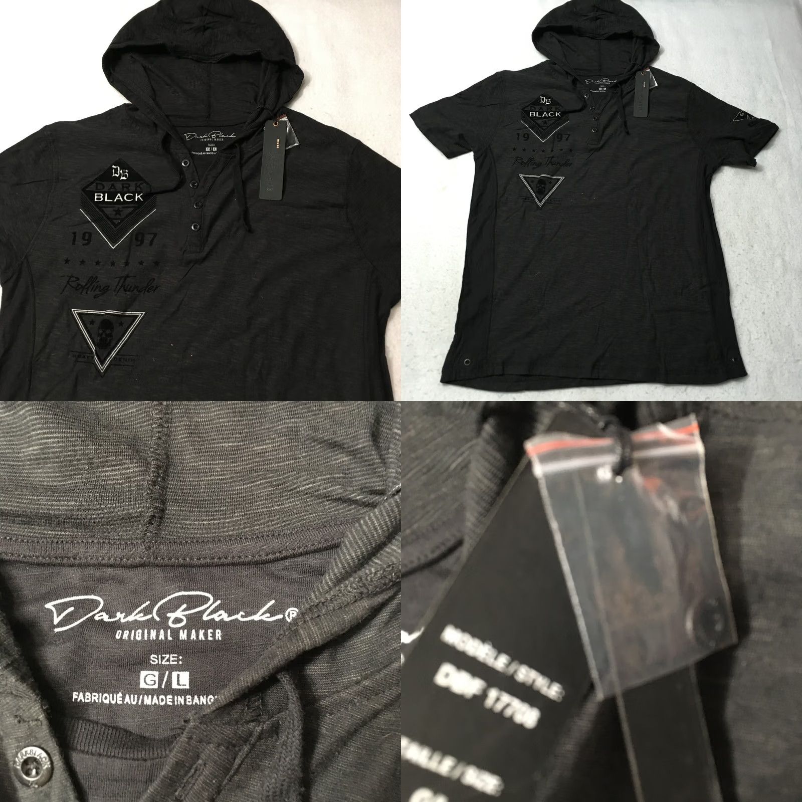 Vintage dark black Polo Hoodie Men L Solid Logo Golf 1/4 Button Draw String Hooded Knit Breathable Moisture Wicking Regular Size Black Nike Shirt Hats? Size US L / EU 52-54 / 3 - 8 Thumbnail