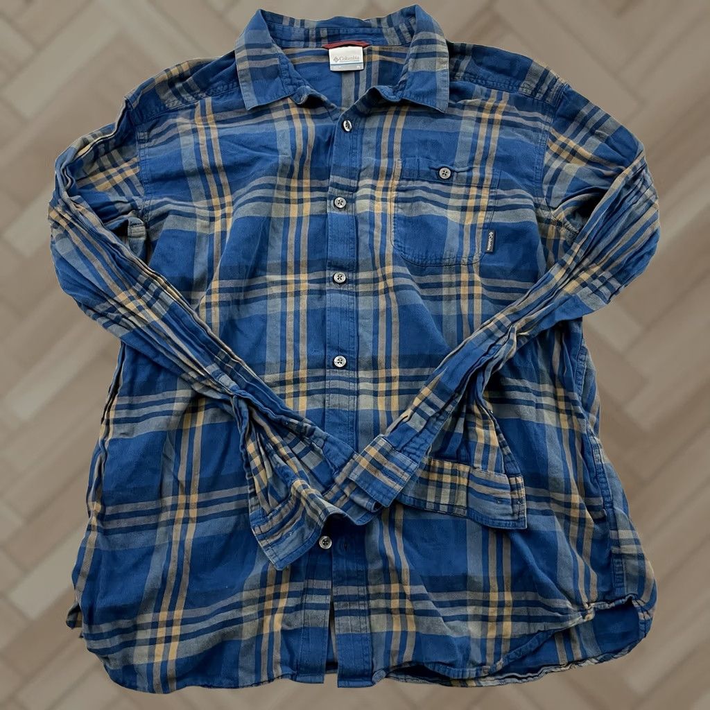 Vintage Columbia Plaid Flannel Long Sleeve Button Front Shirt XL Men's Blue Size US XL / EU 56 / 4 - 1 Thumbnail