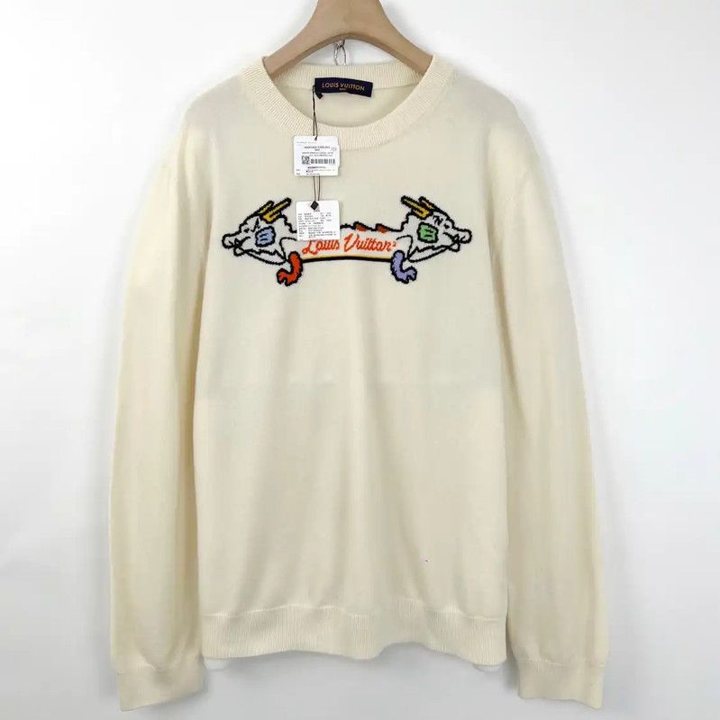 Louis Vuitton Louis Vuitton Men's Cream Long Sleeve Knitwear 0089 Size US XXL / EU 58 / 5 - 1 Thumbnail