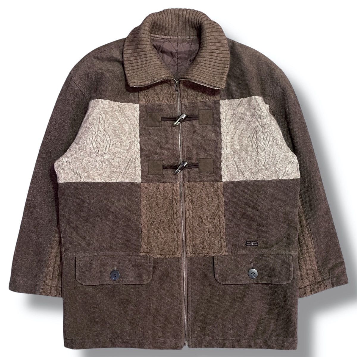 VINTAGE Balenciaga Sports Wool Knit Quilted Duffle Coat