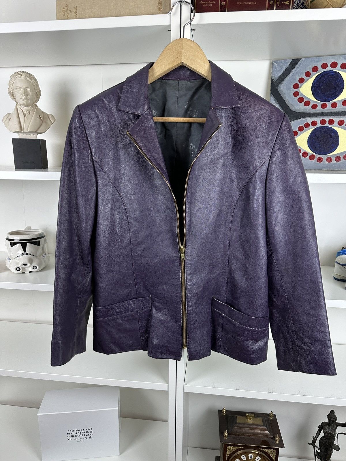 Other Vintage purple leather cropped slim biker jacket Size M / US 6-8 / IT 42-44 - 5 Thumbnail