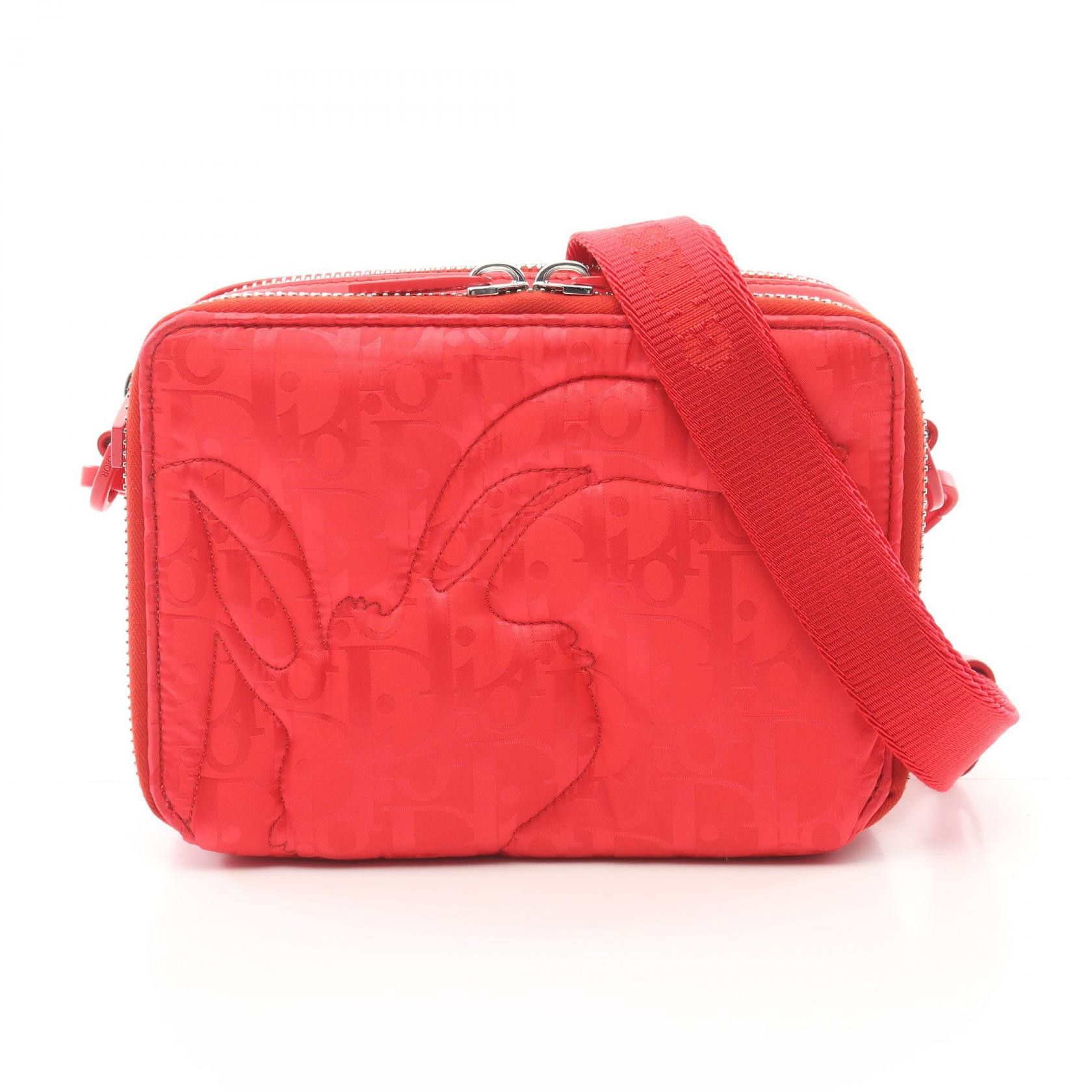 Dior Dior Nylon Leather Mirage Shoulder Bag Canvas Crossbody Bag in Red, Women's