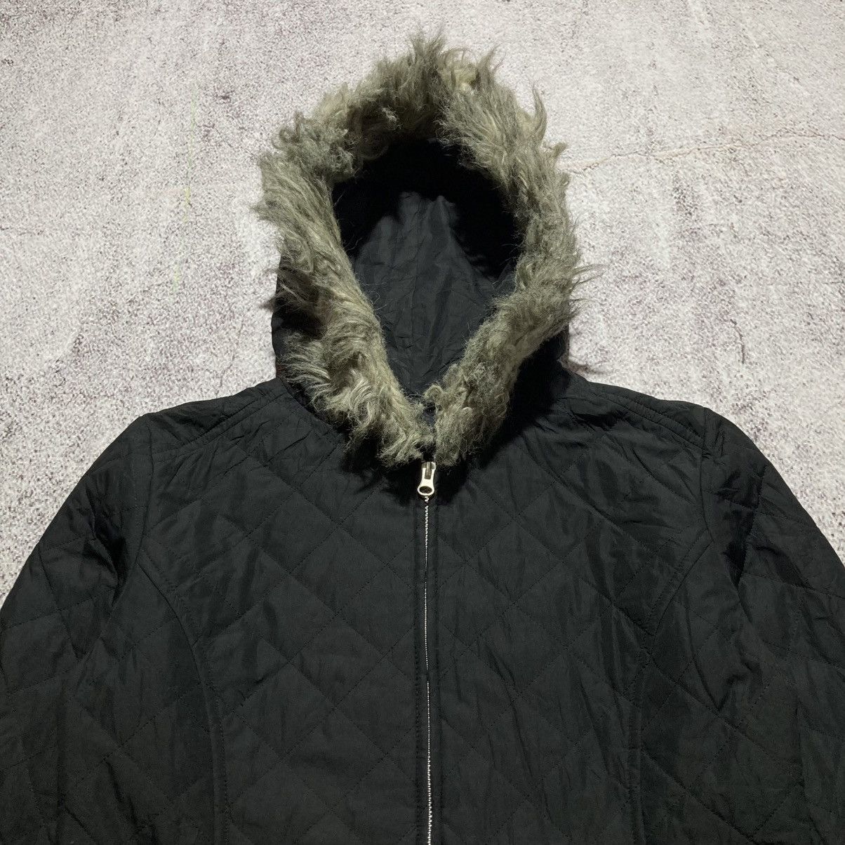 Uniqlo 2000s Uniqlo Winter Quilted Fur Trim Jacket Punk Style Size L / US 10 / IT 46 - 4 Thumbnail