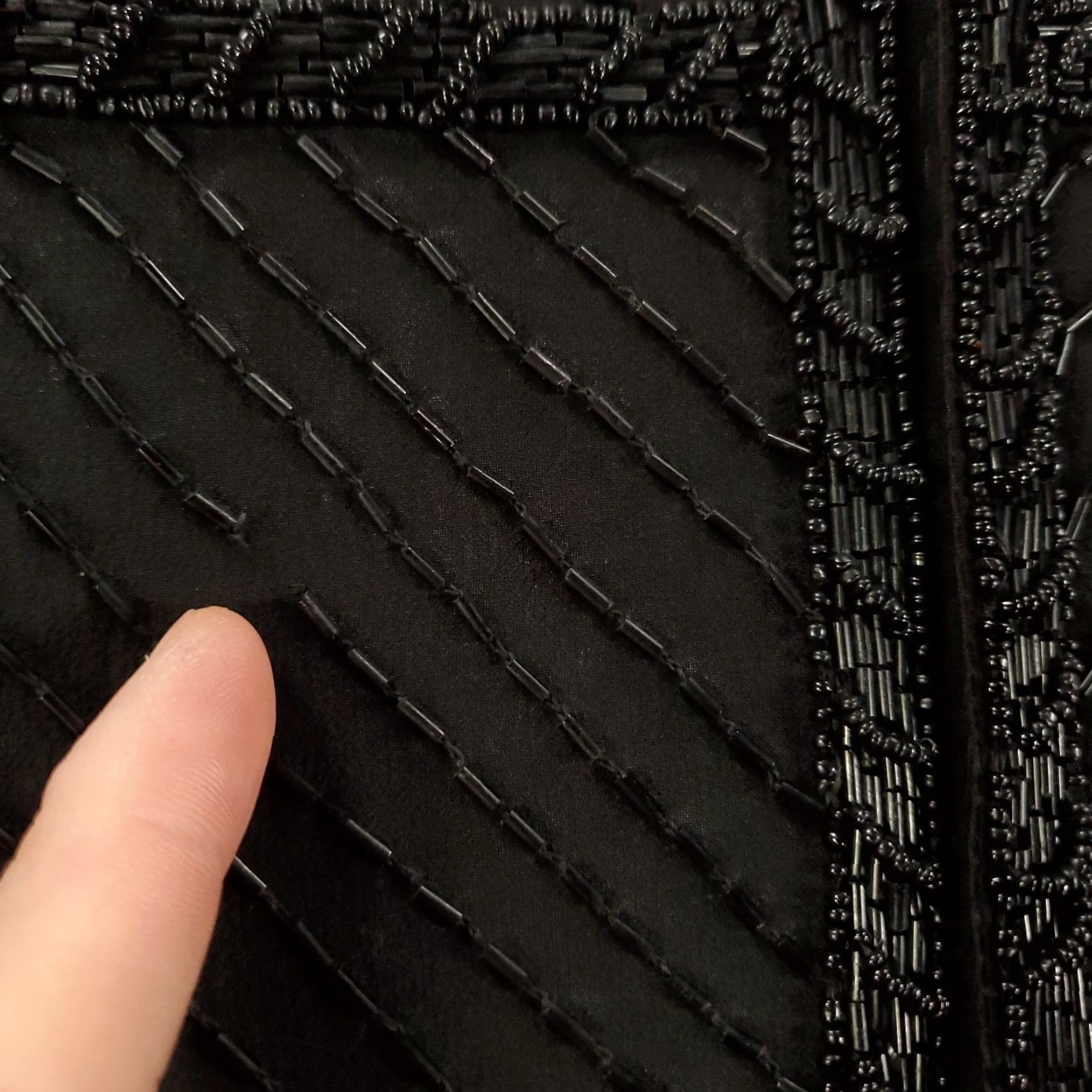 Vintage Royal Feelings Evening Wear Silk Dress Womens M Black Beaded Knee Length Lined Formal Party Cocktail Gown 90s? Size M / US 6-8 / IT 42-44 - 7 Thumbnail