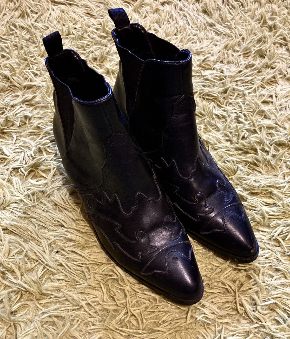 Vintage Black Gothic Western Boots Size US 7 / IT 37 - 2 Thumbnail