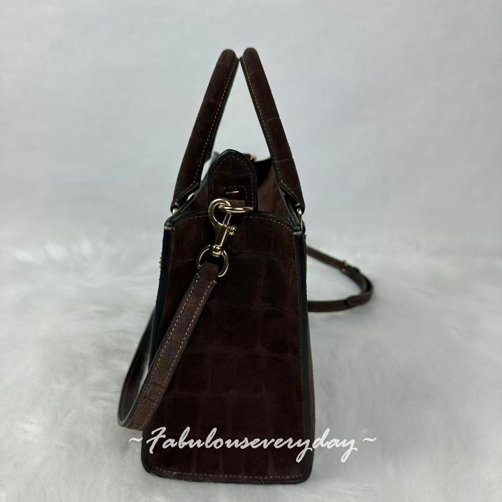 Coach Coach Maggie Small Tote Crocodile-embossed Suede/Gold/Maple Size ONE SIZE - 2 Thumbnail