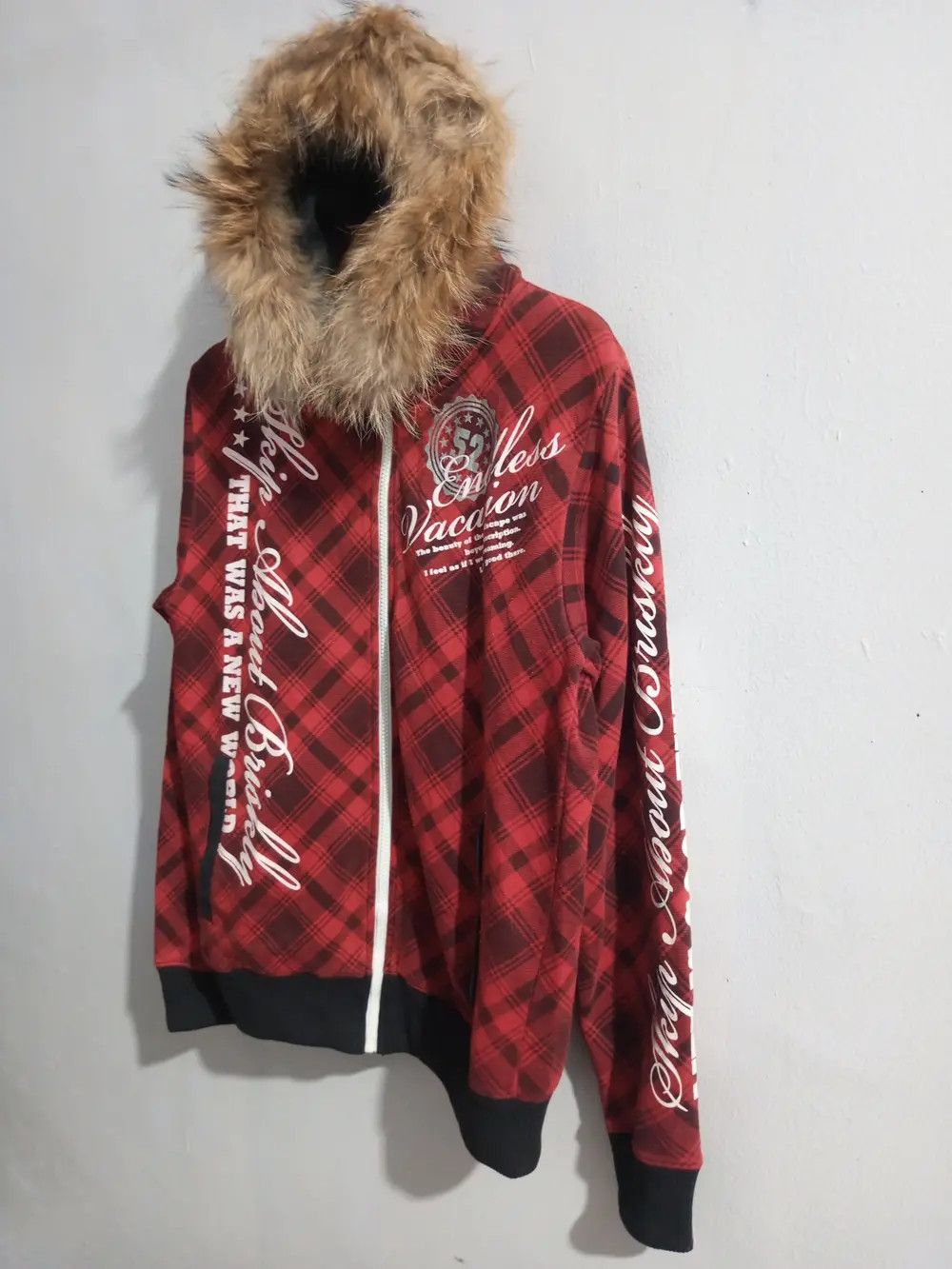 If Six Was Nine × Japanese Brand × Le Grande Bleu (L.G.B.) Vintage g-Dept tartan spellout fur hoodies Size US M / EU 48-50 / 2 - 3 Thumbnail
