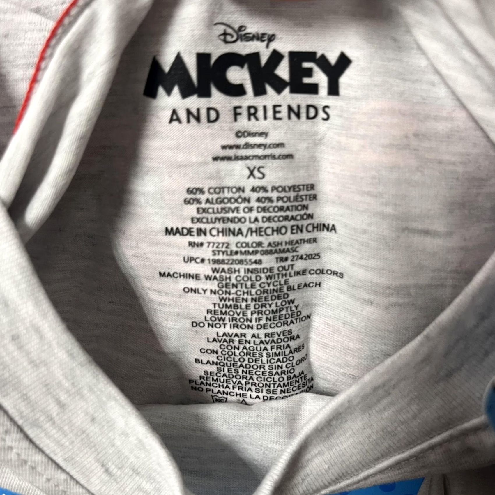 Disney Disney Mickey & Friends Shirt Mens XS Gray Pocket Graphic Tee T-Shirt Cartoon Size US XS / EU 42 / 0 - 4 Thumbnail