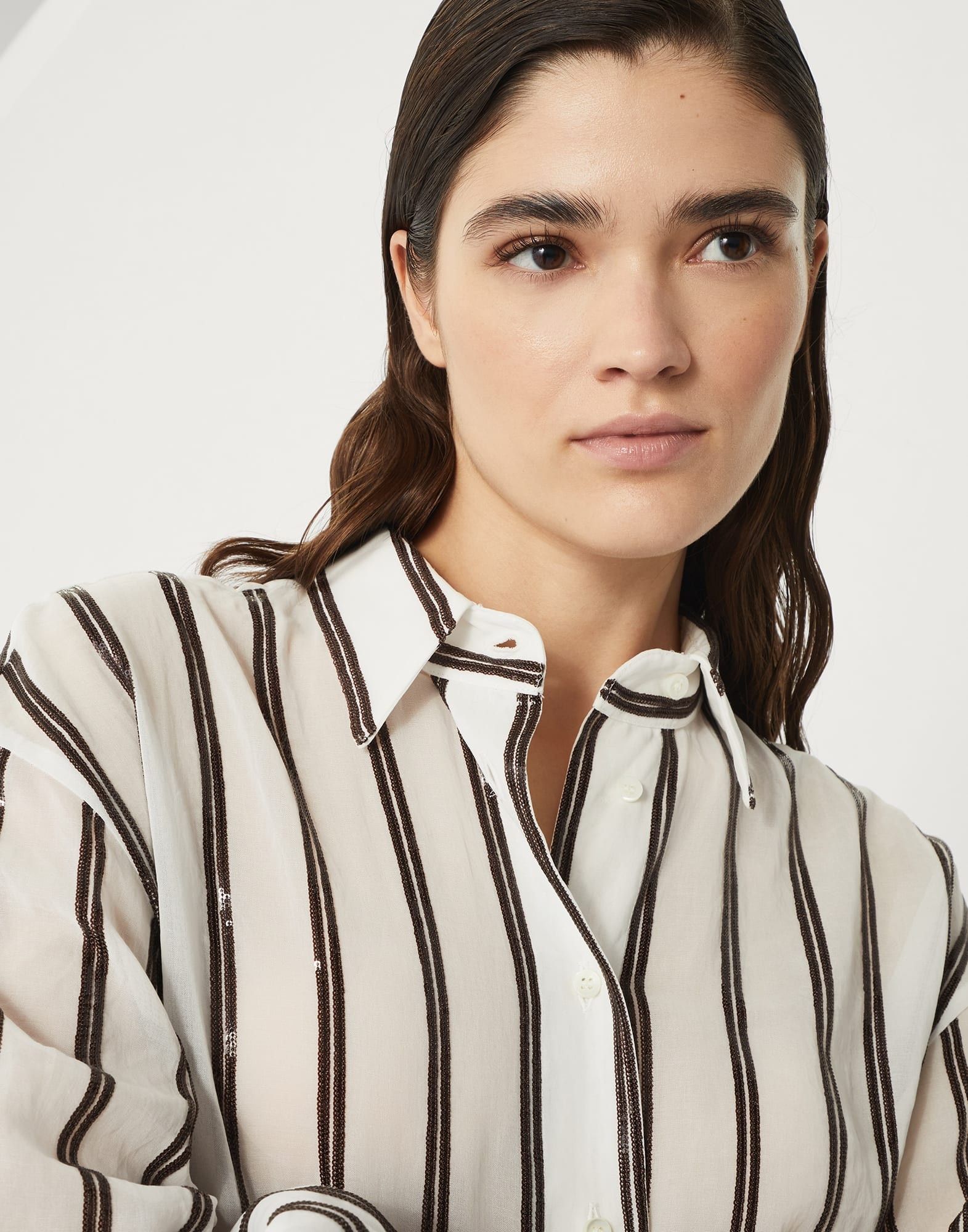 Brunello Cucinelli o1la1rc1a0326 Organza Shirt in Multicolor Size S / US 4 / IT 40 - 3 Thumbnail