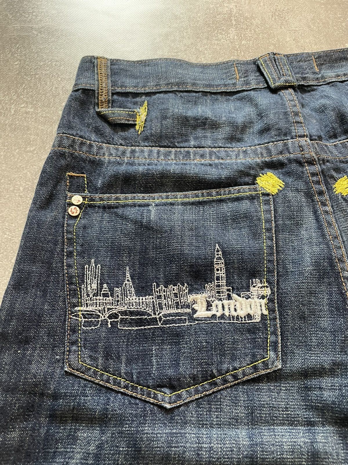 Time is Money Embroidered Logo Jnco Style Baggy Denim Shorts
