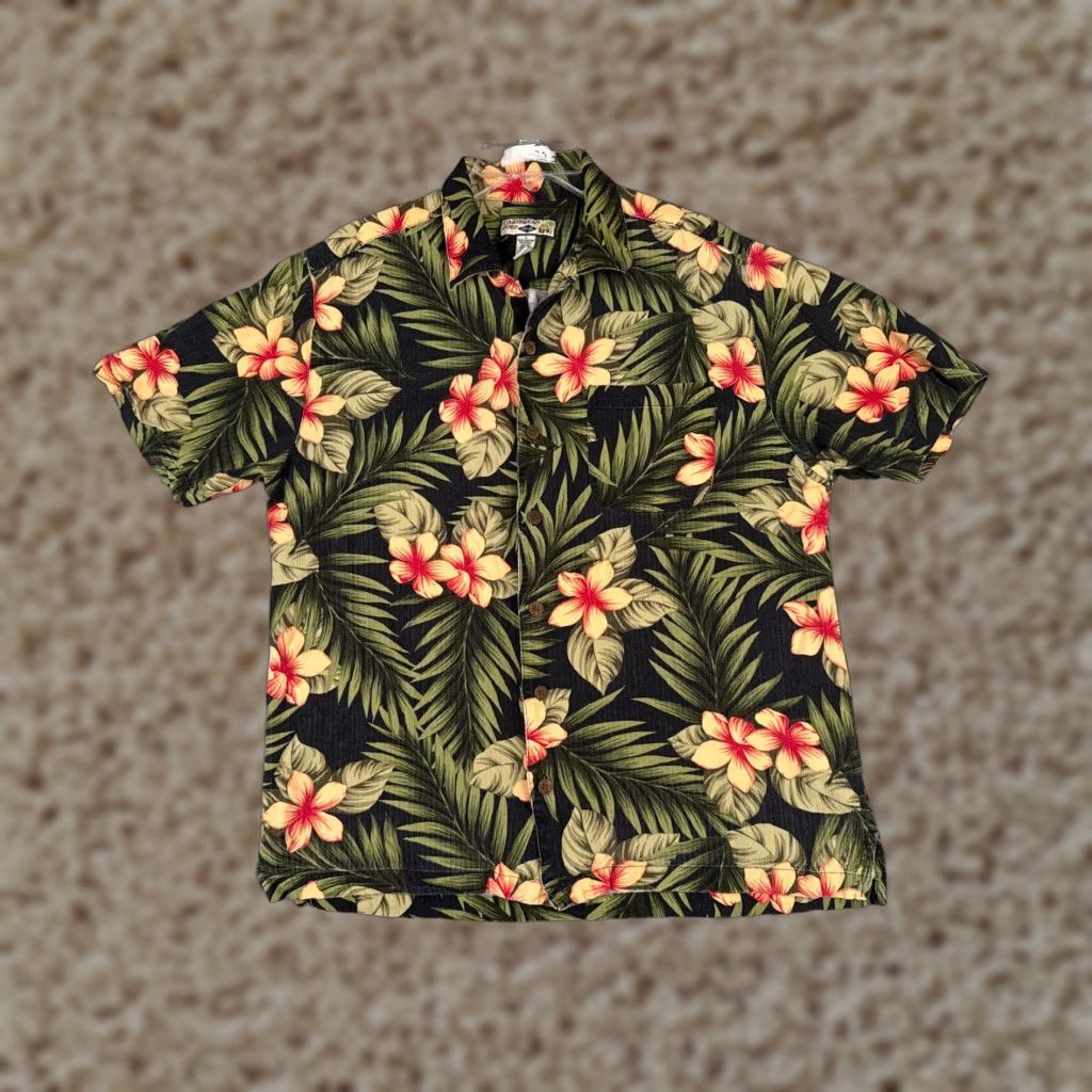 Vintage VINTAGE Caribbean Shirt Mens Large Black Palm Leaf Print Button Up Hawaiian 100% Rayon Size US L / EU 52-54 / 3 - 1 Thumbnail