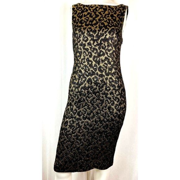 image of 2 Michael Kors Italy Runway Gold Metallic Lame Leopard Print, Women's (Size XS)